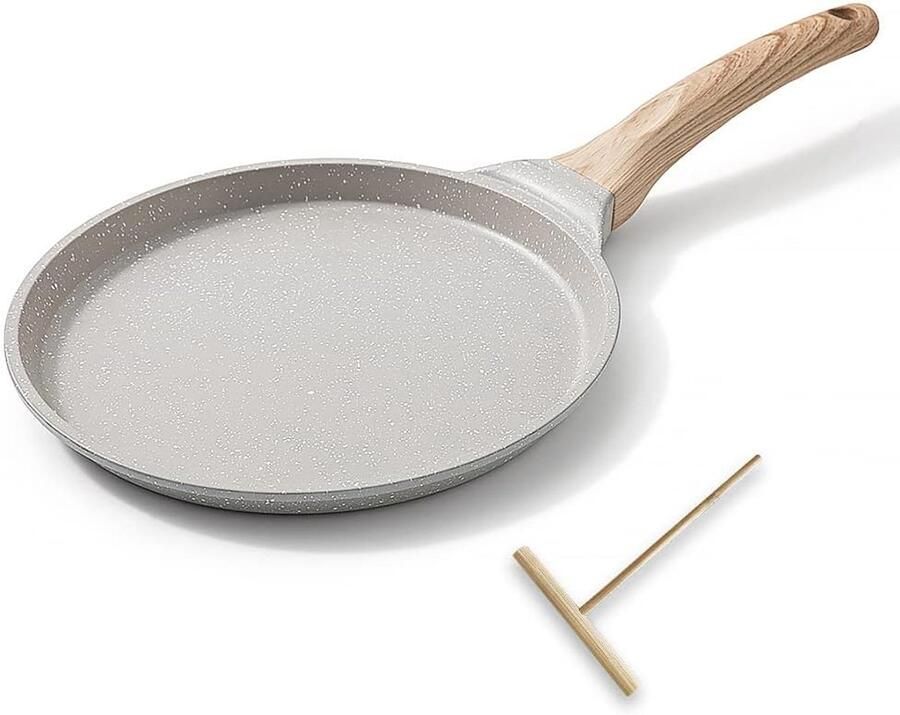 Pan met antiaanbaklaag gegoten aluminium pannenkoekenpan 20 cm geschikt voor inductie Wit Aluminium pannenkoekenpan met antiaanbaklaag met deegdispenser geschikt voor inductie voor gelijkmatig koken
