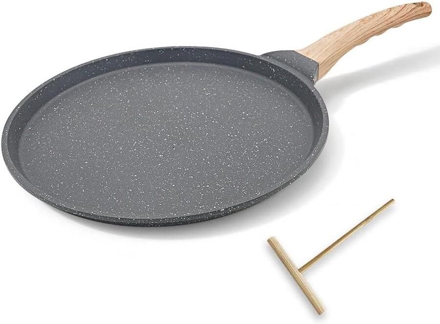 Pan met antiaanbaklaag gegoten aluminium pannenkoekenpan 25 cm geschikt voor inductie Zwart