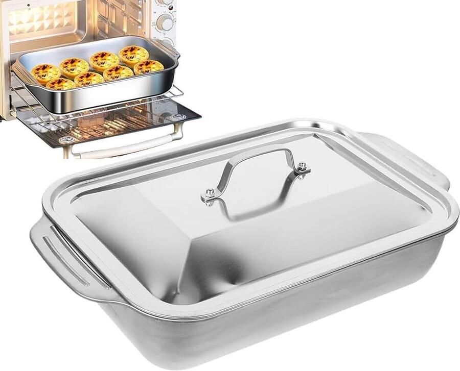 Pan Met Deksel Roestvrijstalen Braadslede Anti-aanbak Grillpan voor Groenten Vlees Vis BBQ Buiten Koken Kamperen