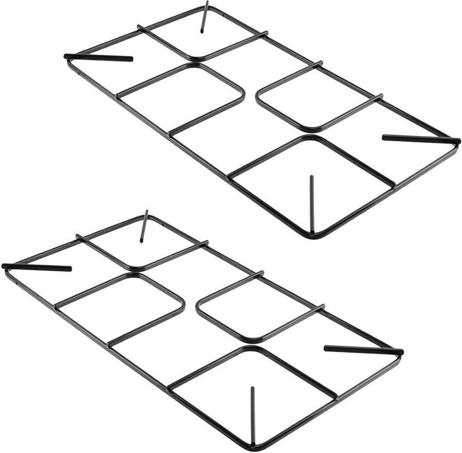 Pan Ondersteuning Grid Kookplaat Accessoire Stabiel Koken Dubbel Pak 455 x 245 mm Zwart