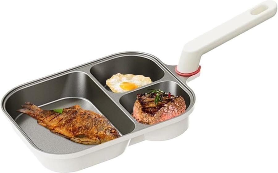 Pan voor Eieren Koekenpan Grillpan Ontbijt Bakken Antiaanbak Gecoat 24.5 cm Zwart