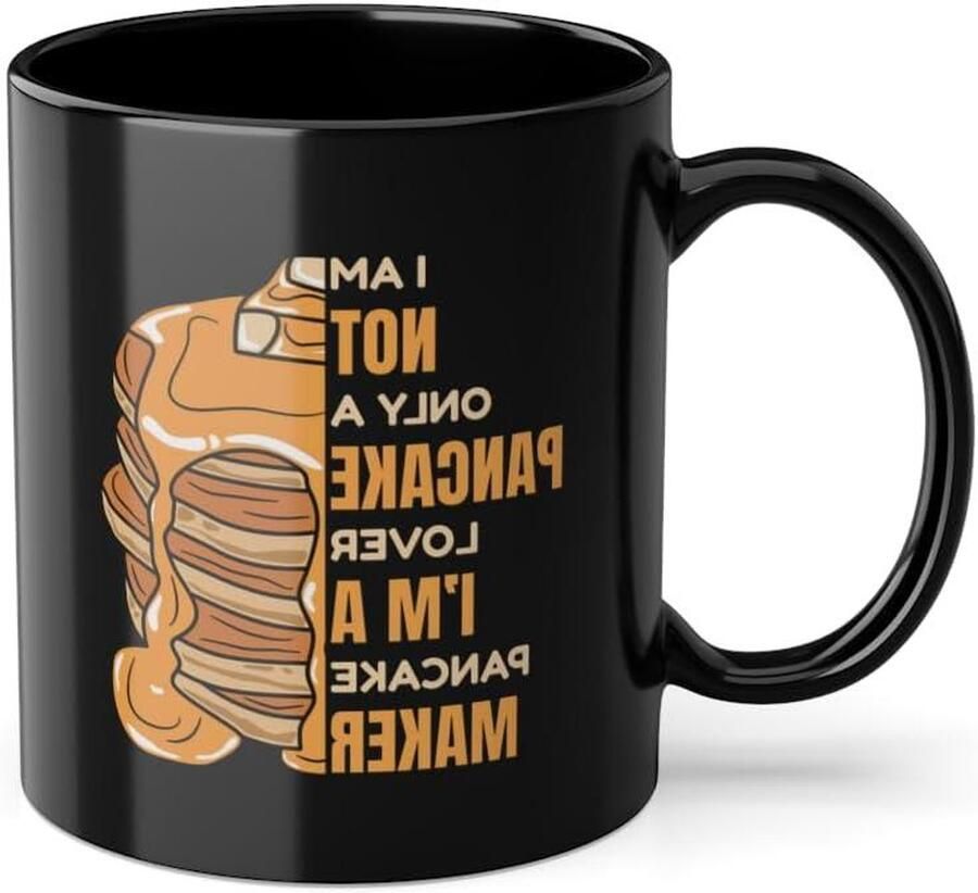 Pancake Lover Maker recepten liefhebbers koffiemok Flapjack Griddlecake pannenkoeken maker mok zwart (06477W)