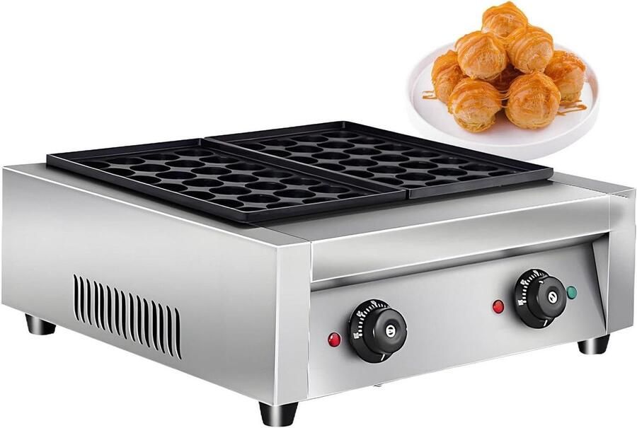 Pancake Maker Dorayaki Grill Snacks Maken Snelle Gelijkmatige Verwarming 28 Gaten Zilver