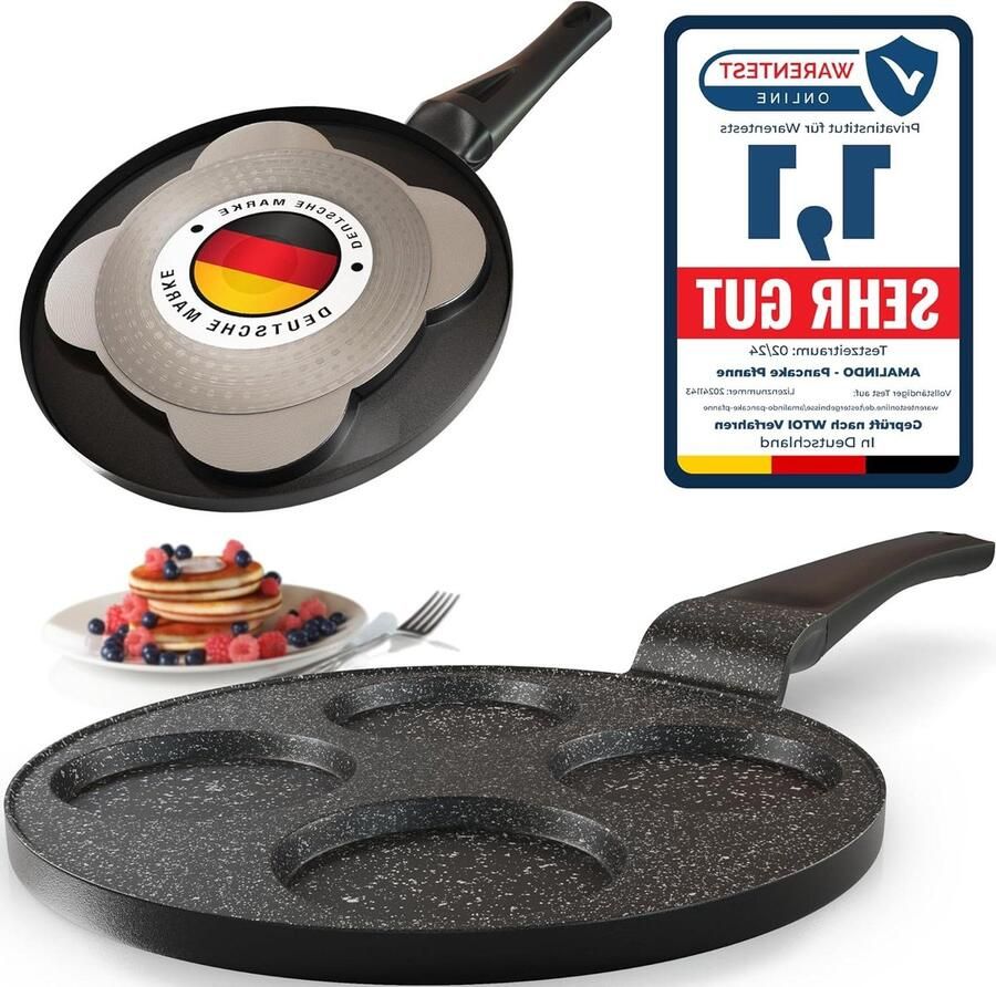 Pancakepan 4 Gaten Pannenkoekenvorm Lekker Ontbijten Antiaanbaklaag 26 cm Diameter Zwart