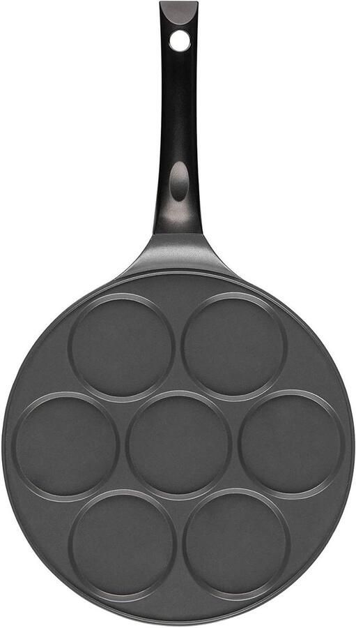 Pancakepan Gegoten Aluminium 7-gaats pan Pannenkoeken Bakken Gelijkmatige warmte Ø 26 cm Zwart