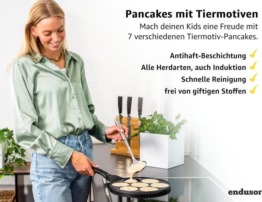 Pancakepan met Diermotief Aluminium Antiaanbaklaag Voor Inductie en Gas Voor Kinderen