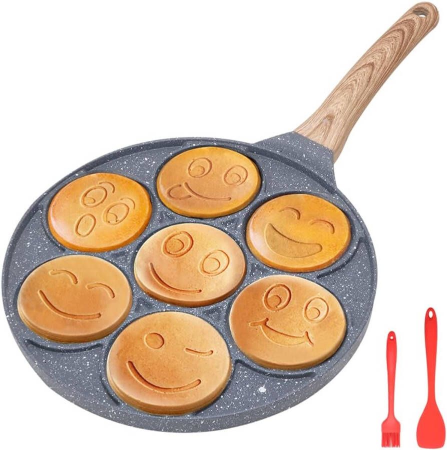 Pancakepan met Smiley Gezichtjes Inductie Kinderontbijt 26 cm Zwart