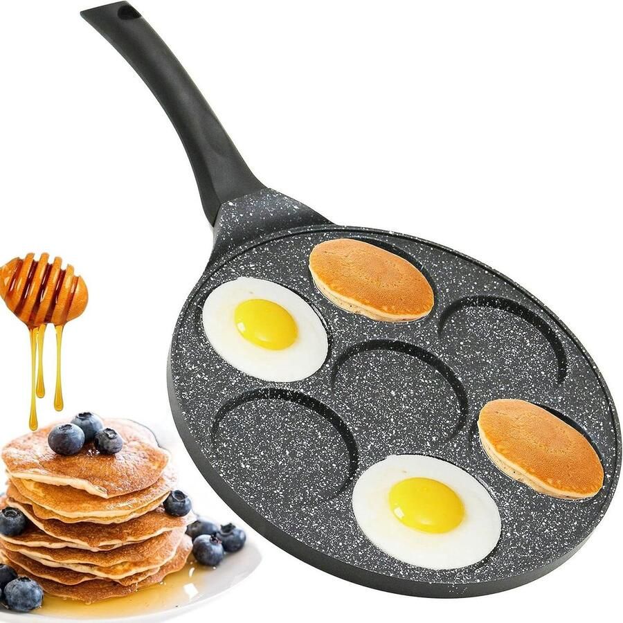 Pannenkoekenpan Spiegeleipan Ontbijt Maken 7 Eieren Tegelijk 26 cm Zwart