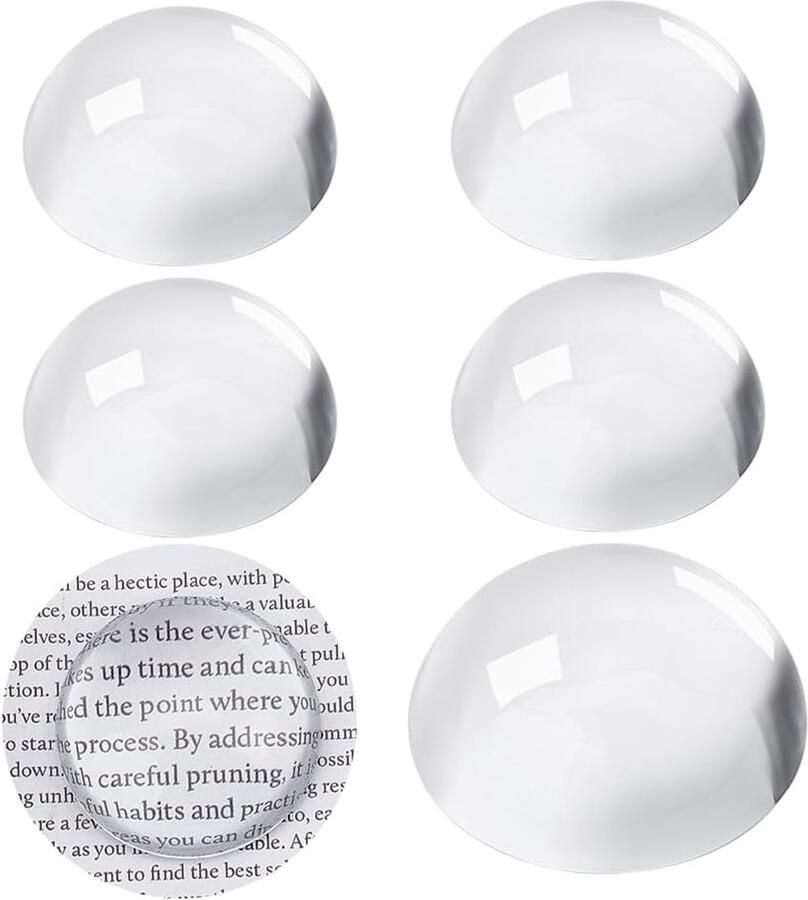 PandaHall 5 stks Crystal Dome 1 5 inch Presse-papier vergrootglas ronde glazen blok kantoor desktop accessoires grappige kantoor aandenken geschenk tafelblad dec voor lezen thuis