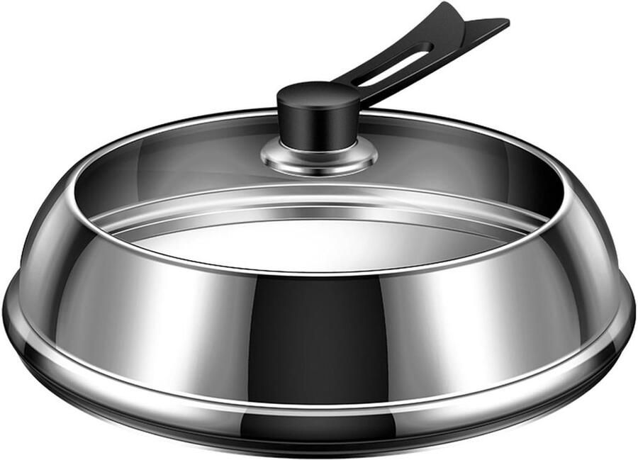 Pandeksel met Venster Kookdeksel Glazen Deksel Koken op Fornuis Hittebestendig Handvat 32 cm Zwart