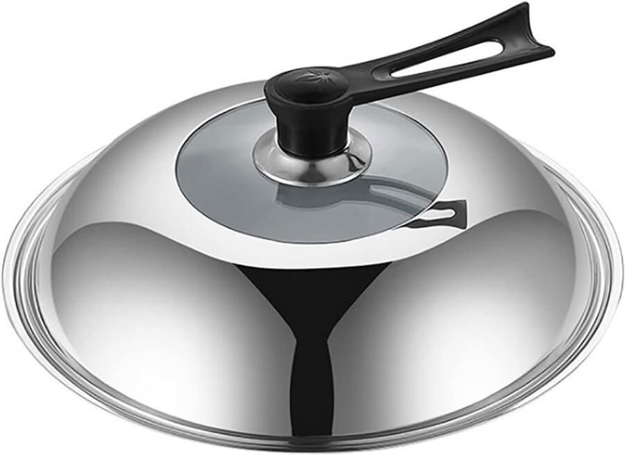 Pandeksel RVS Kookgerei Deksel Koken en Bakken Gehard Glas Zichtbaar 36 cm Zilver