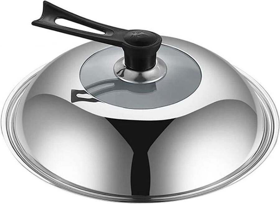 Pandeksel RVS Kookgerei Deksel Vervanging Koken in Keuken Gehard Glas Zichtbaar 36 cm Roestvrij staal