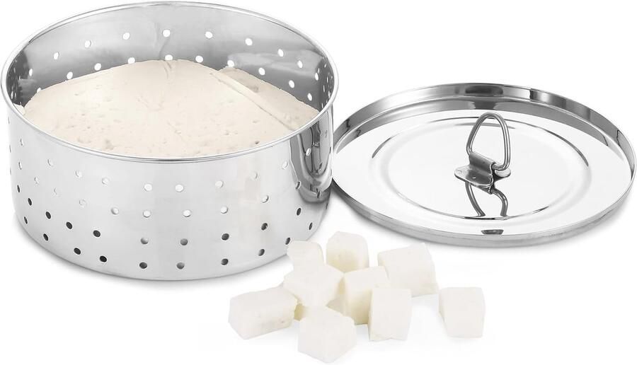 Paneer Maker Ronde Vorm Roestvrij Staal Met Drukdeksel Verspaneer voor Indian Cuisine ShopVlot