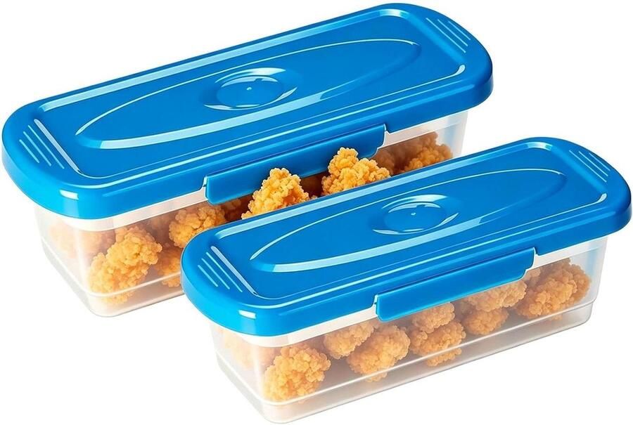 Visbeslagshaker Set Paneershaker Kom Gelijkmatig Paneren Spatvrij Deksel 2 Stuks Blauw