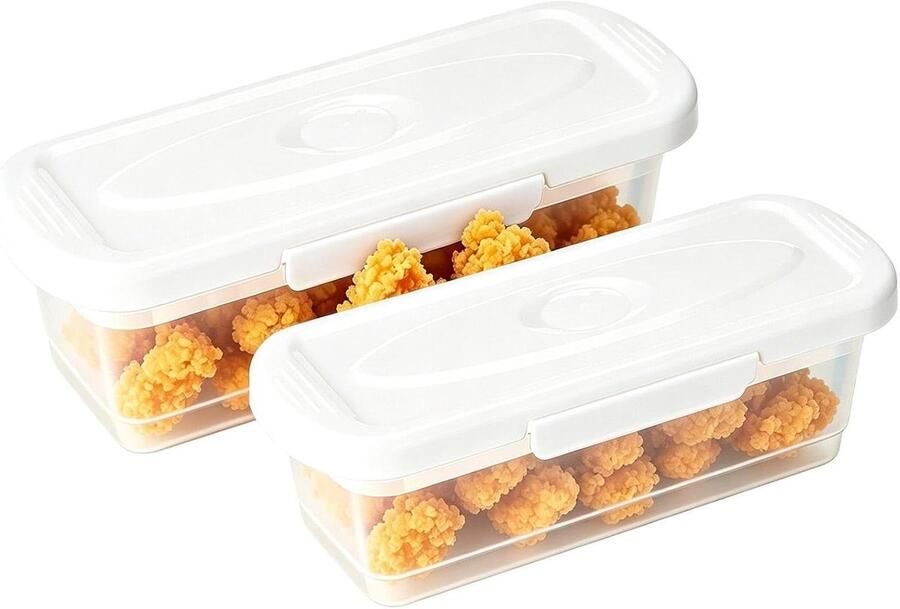 Paneer Shaker Set Beslagkom met deksel Voedsel Paneren Spatvrij deksel 2 stuks Wit