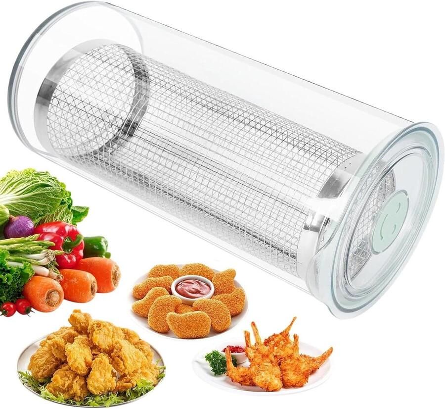 Paneerschudder Kom Beslagkom Deksel Gelijkmatig Paneren 360 graden Mixer 20 cm Transparant