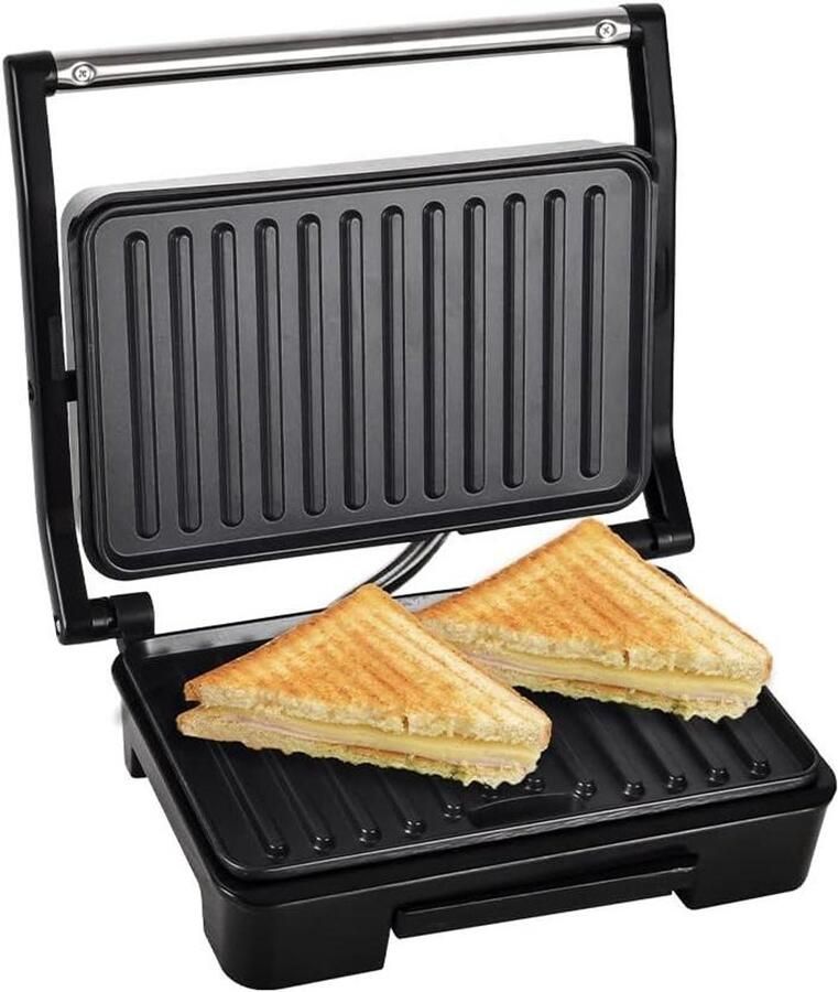 Panini Grill Contactgrill Elektrisch Snelle Maaltijden Antiaanbaklaag 23 x 145 cm Zwart
