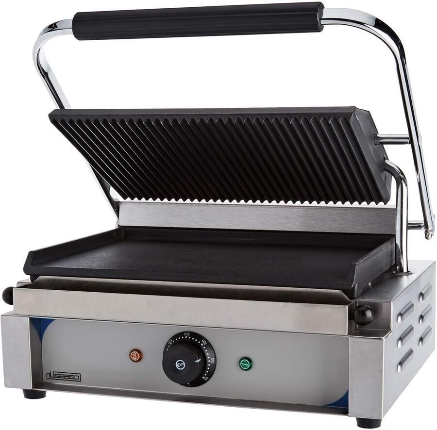Panini Grill Contactgrill Platen Broodjes Grillen Gegoten Platen 41 x 37 cm Zilver - Foto 1
