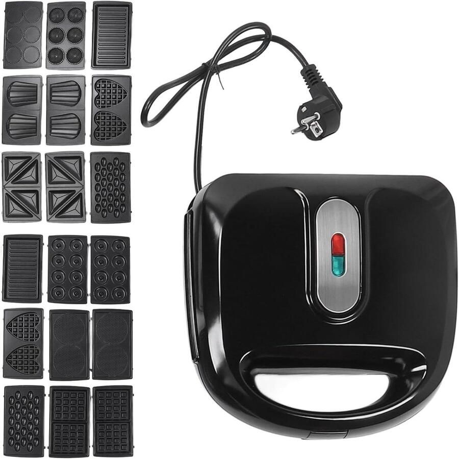 Panini Grill Maker Tosti Apparaat Wafelijzer Ontbijt Maken 10-in-1 Wisselbare Platen