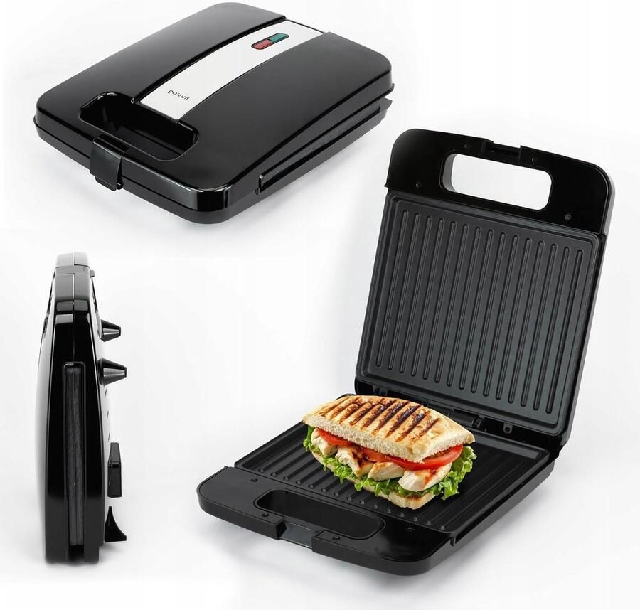 Panini Grill Tosti Apparaat Snelle Snacks 1400 Watt Vermogen 25x21cm Plaat Zwart