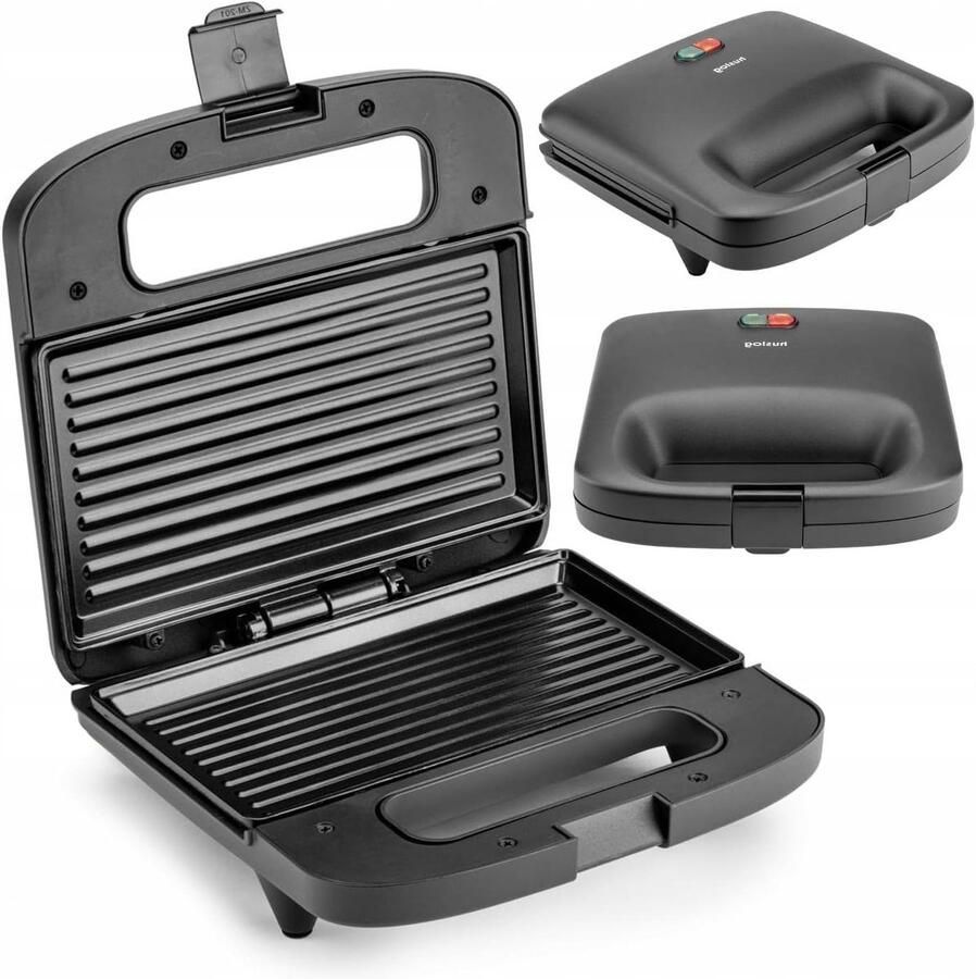 Panini Toaster Sandwich Maker Snelle Snacks Antiaanbaklaag 1000 Watt Zwart
