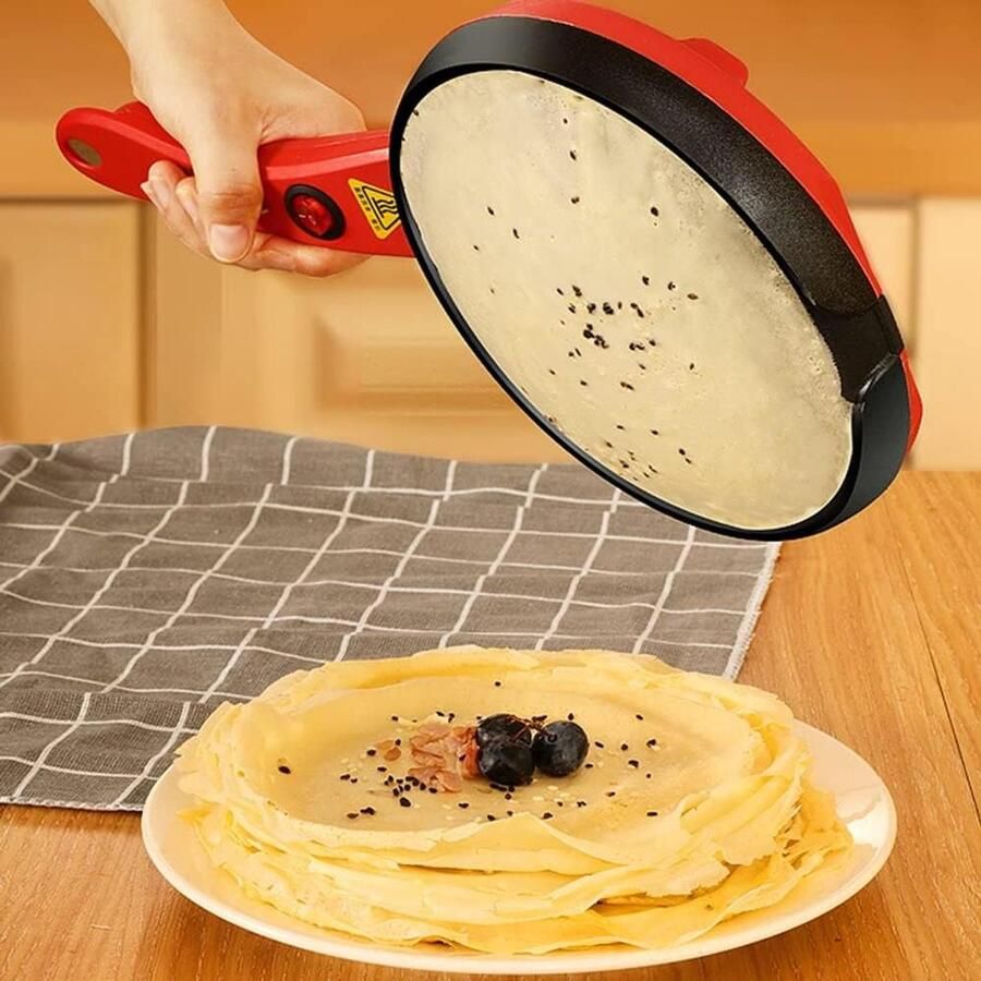 Pannekoek Pan Crêpe Maker Ontbijt Maken Automatische Temperatuur 180 x 385mm Rood