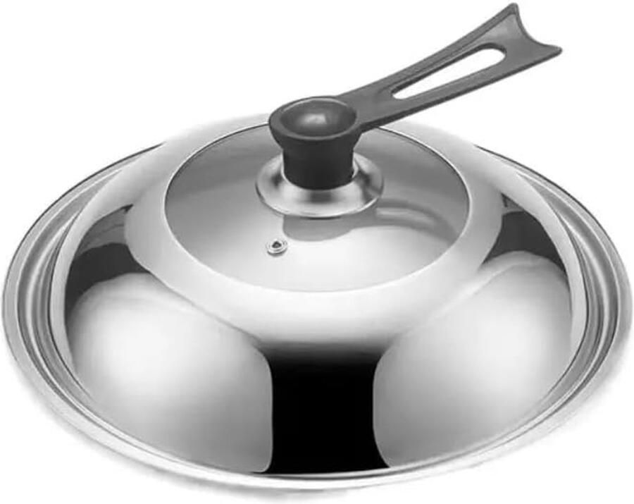 Pannen deksel Universele wok afdekking Energiezuinig koken Gehard glas 30 cm Zilver zwart