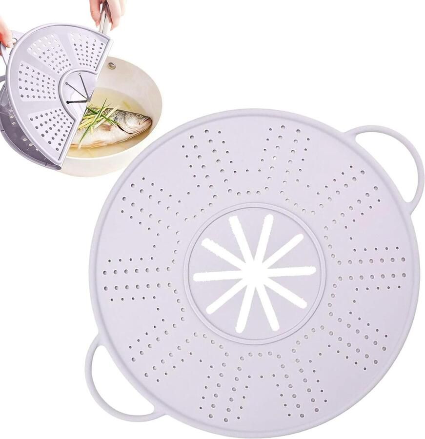 Pannen Spatscherm Afdekking Frituurvet Koken Schoonhouden Opvouwbaar Ontwerp 35 cm Paars - Foto 1