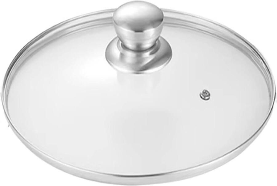 Pannendeksel Glas Koekenpandeksel Universeel Koken en Braden Hittebestendig Zicht 22 Cm Zilver