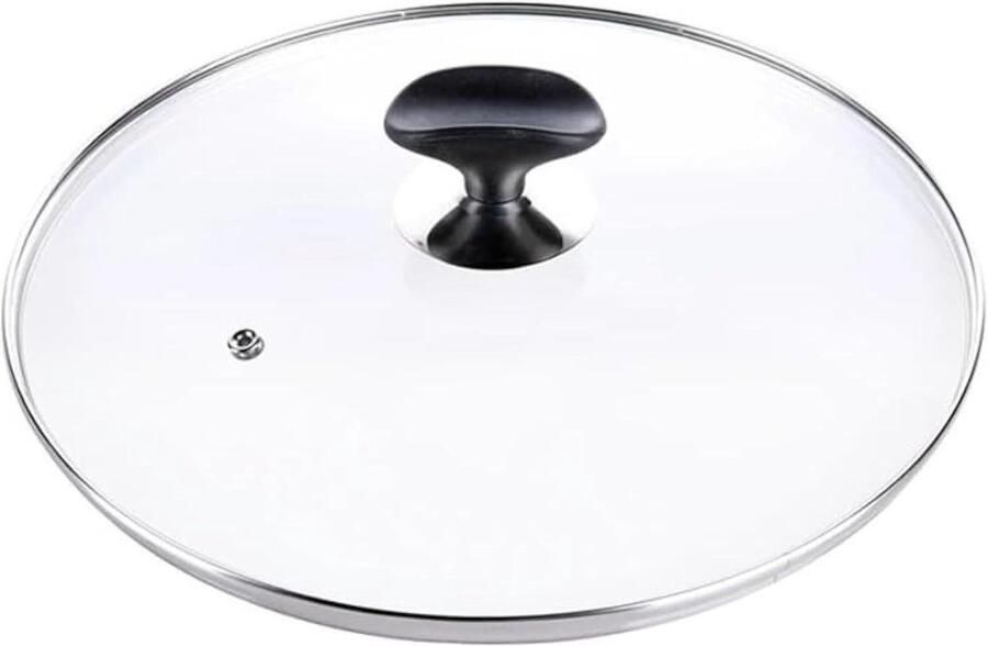 Pannendeksel Glas Kookdeksel Universeel Koken en Braden Met Stoomventiel 16 tot 30 cm Transparant