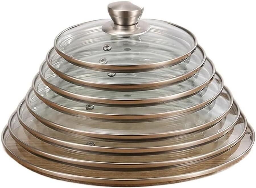 Pannendeksel Glas Kookdeksel Universeel Koken en Stoven Stoomafvoer & CoolTouch 24 cm Transparant