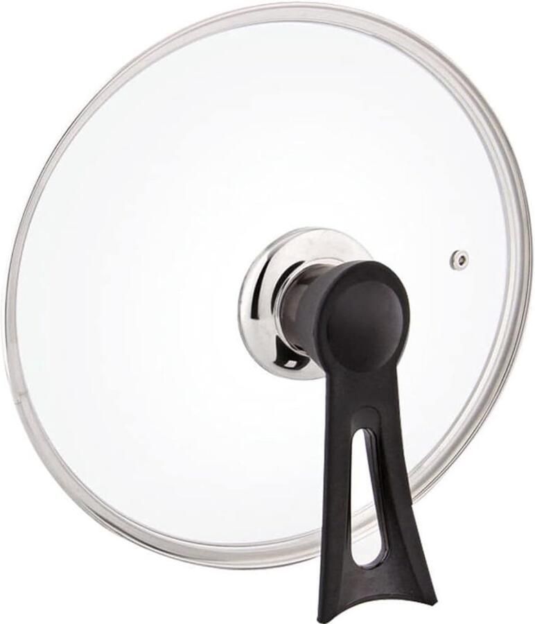 Pannendeksel Glas Universeel Deksel Energiezuinig Koken Hittebestendig Handvat 34 cm Zilver