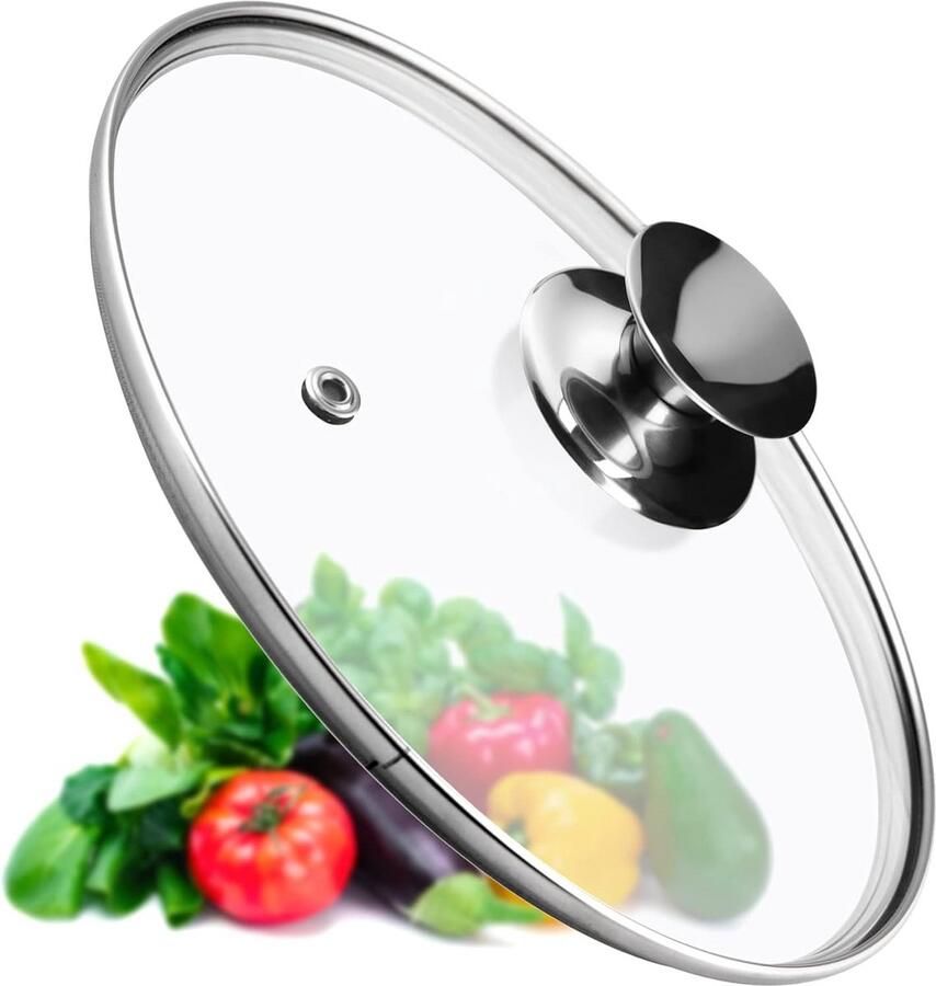 Pannendeksel Glas Universeel deksel Koken en braden Hittebestendige handgreep 28 cm Transparant