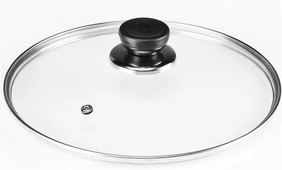 Pannendeksel Glas Universeel Deksel Koken en Braden Stoomafvoer 32cm Transparant