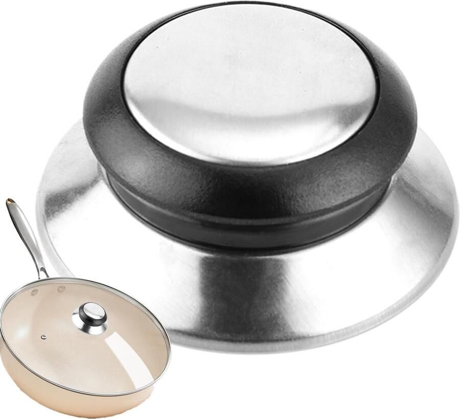 Pannendeksel Handgreep Reserve Knop Koken en Bakken Hittebestendig Roestvrij Staal 62 x 22 cm Zilverkleurig