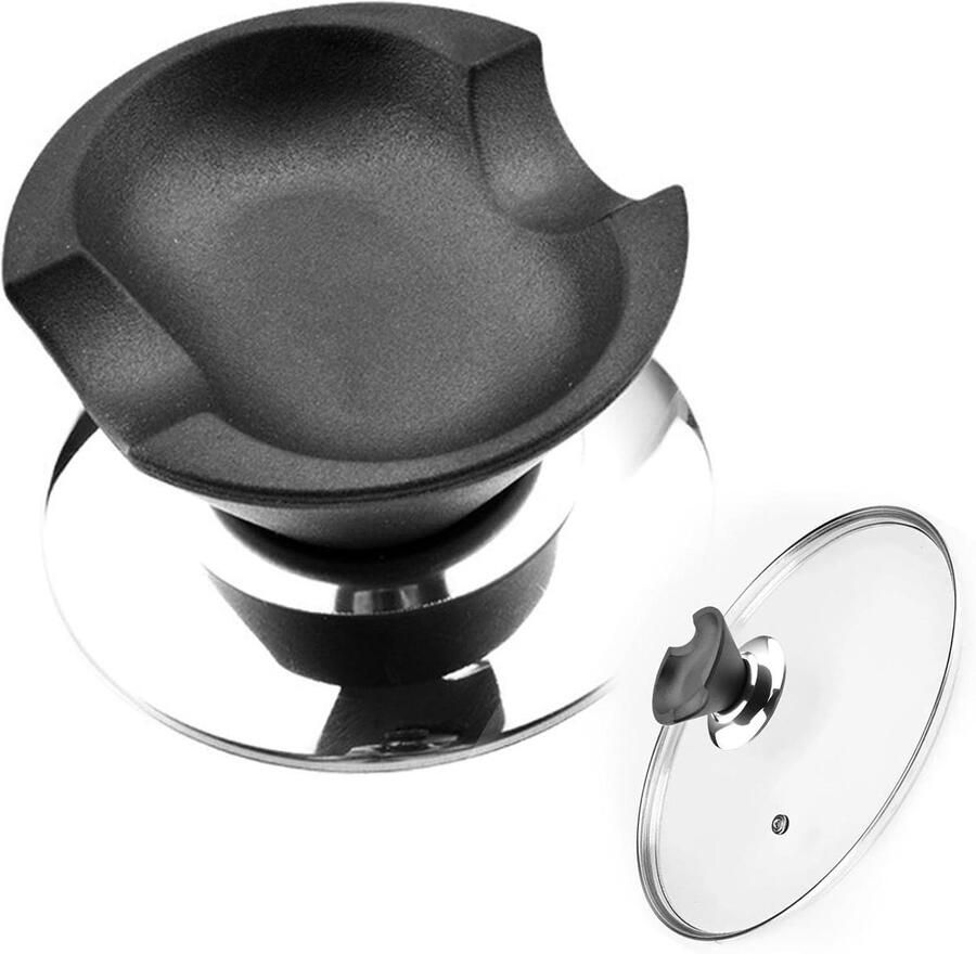 Pannendeksel Handvat Reserveknop Deksel Koken en Veiligheid Hittebestendig Bakeliet 6.6 x 6.3 cm Zwart