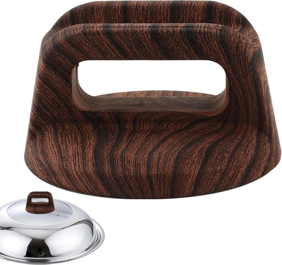 Pannendeksel Knop Reservegreep Deksel Veilig Koken Anti-verbrandingsontwerp 6.8 x 6.6 cm Donkerbruin