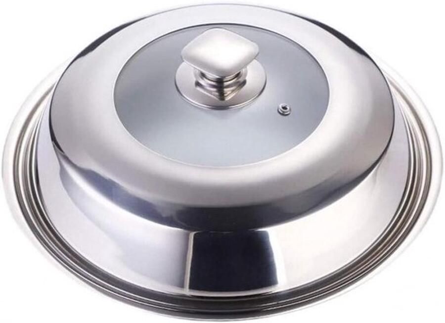 Pannendeksel Met Handvat Stoomdeksel Kookpan Gelijkmatig Koken Zichtbaar Glasontwerp 36CM Zilver
