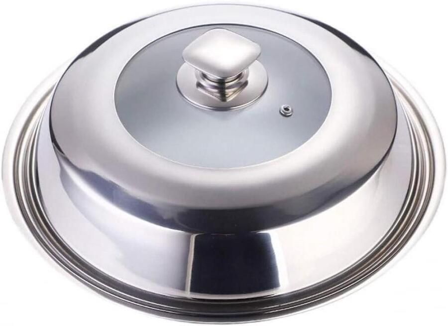 Pannendeksel Met Handvat Stoomdeksel Kookpan Gelijkmatig Koken Zichtbaar Glasontwerp 36CM Zilver