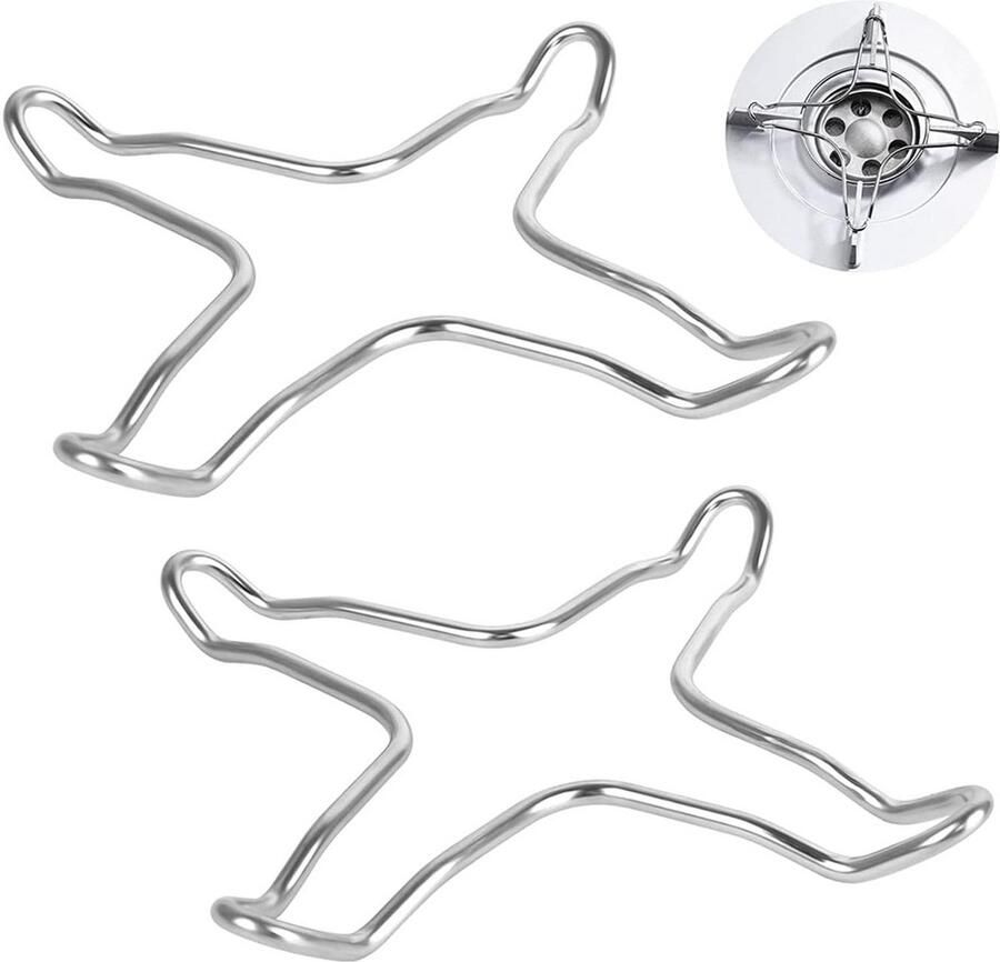 Pannenhouder Gasfornuis Kookring Onderzetter Stabiel Koken Hittebestendig Roestvrij Staal 14 x 10.5 cm Zilverkleurig