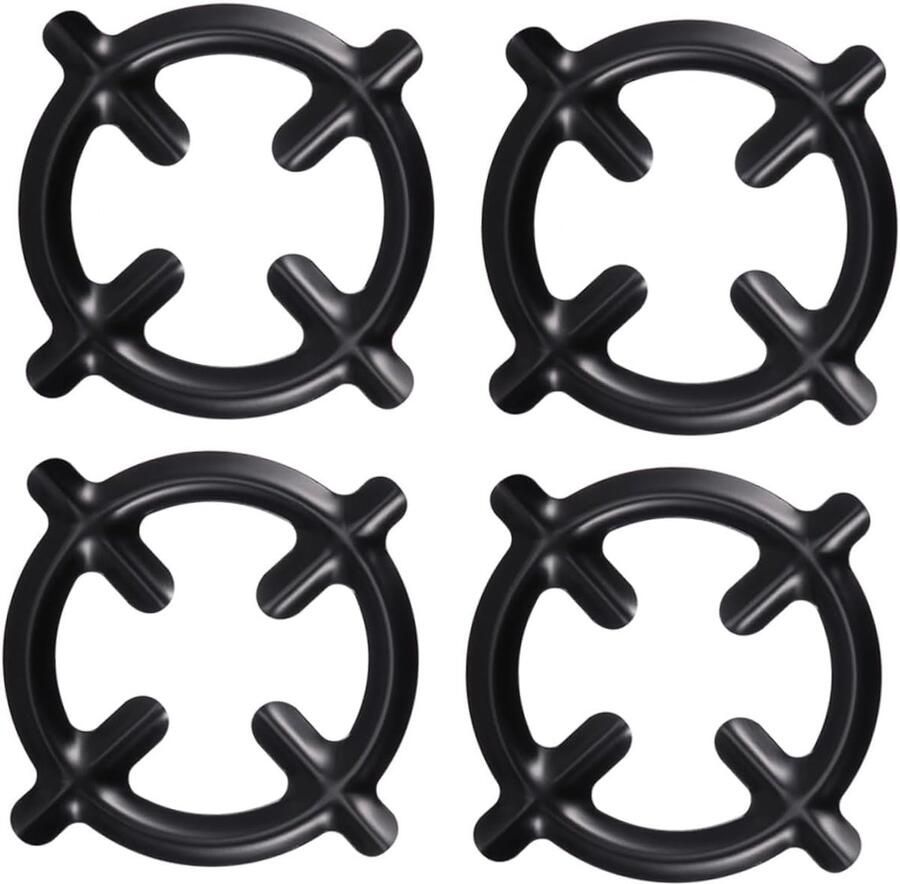 Pannenhouders Gasfornuis Kookplaat Accessoires Stabiel Koken Set van 4 Stuk 15.8 cm Doorsnee Zwart