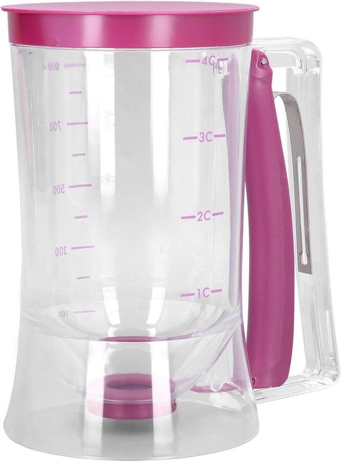 Pannenkoek Dispenser Beslag Hopper Beslag Portioneren Verstelbare Uitloop 20 x 19 x 11 cm roze