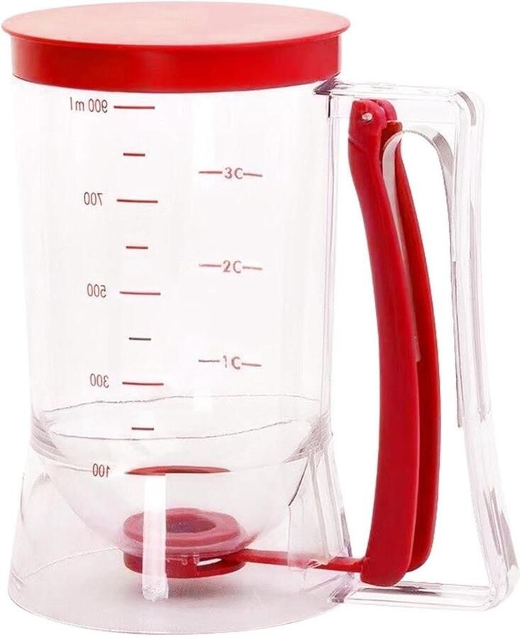 Pannenkoek dispenser Beslag schenker Beslag doseren Lekvrij ontwerp 900 ml Rood