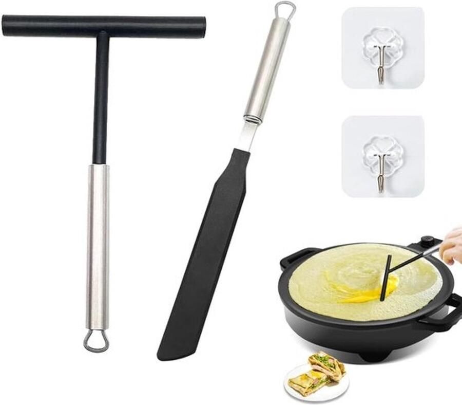 Pannenkoek Gereedschap Set Deeg Verdeelset Keuken Hulpstukken Roestvrij Staal 2 Delig Staalblauw