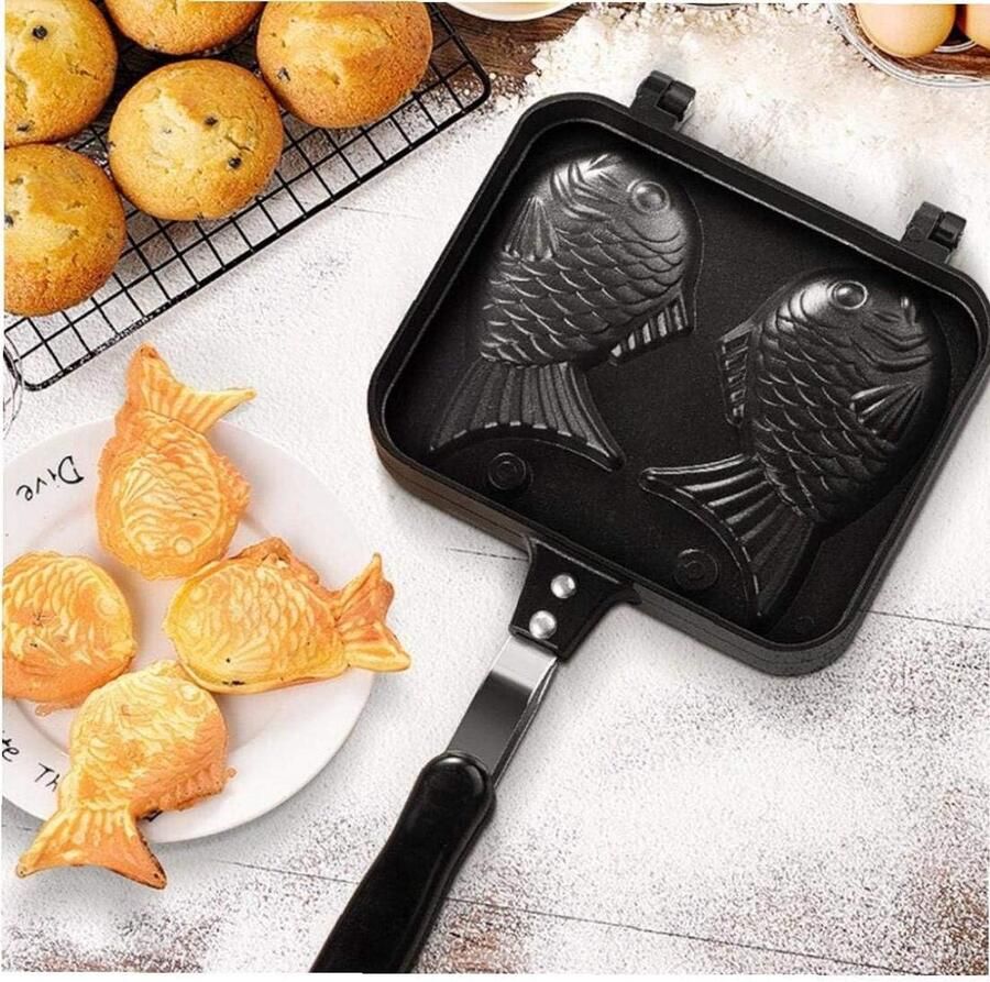 Pannenkoek Maker Cake Pan Thuis Koken Vis Vorm 37 cm Zwart