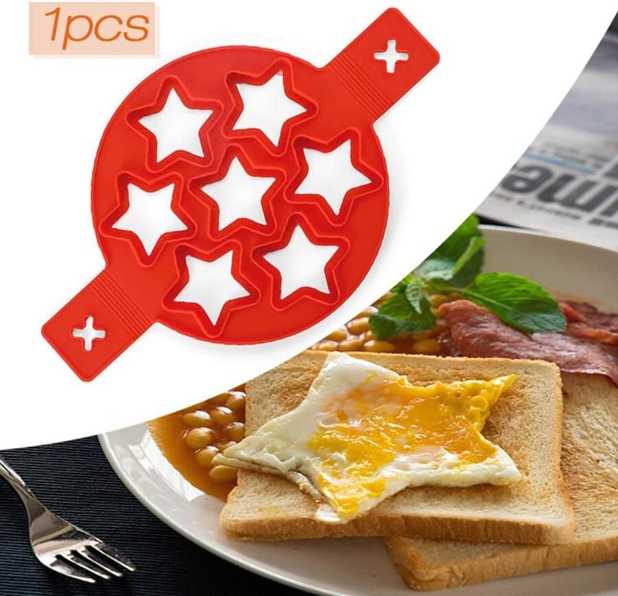 Pannenkoek Maker Eierring Vorm Ontbijt Bakken Ster Ontwerp 38x23x2CM Rood