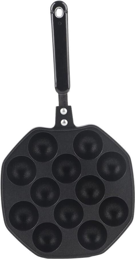 Pannenkoek Maker Takoyaki Pan Thuis Snacks Maken Non-stick Oppervlak 12 Holtes Zwart