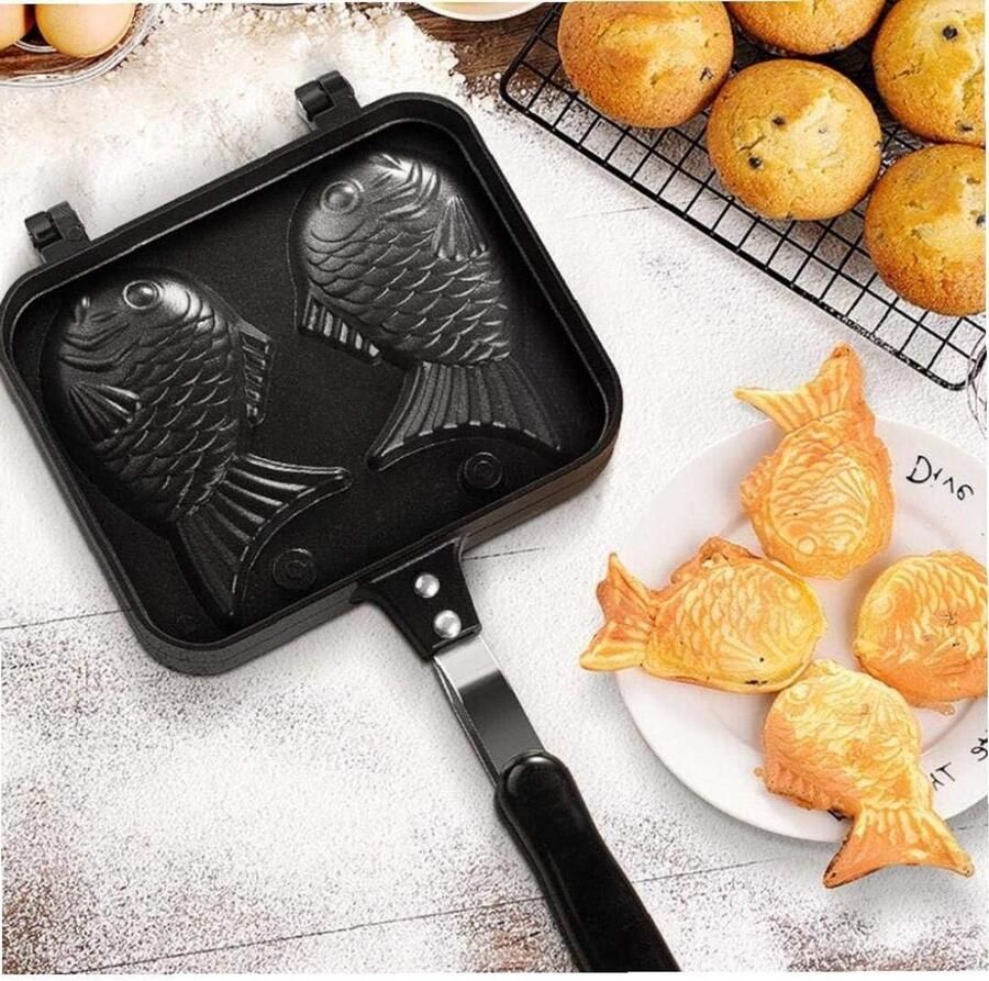 Pannenkoek Pan Cake Maker Vis Thuis Koken Vis Vorm 37 cm x 17.8 cm Zwart