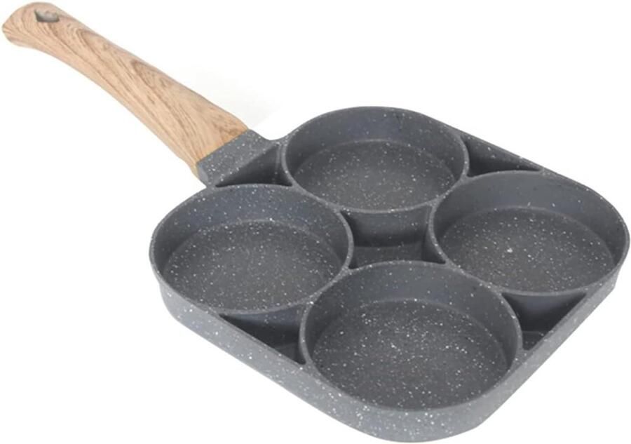 Pannenkoek Pan Ei Koekenpan Ontbijt Maken Vier Gaten Design 36cm Lengte Zwart