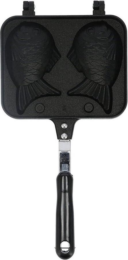 Pannenkoek Pan Vis Vorm Wafelijzer Pan Cake Maker Ontbijt Maken Dubbelzijdige Antiaanbaklaag 36.5 cm Lengte Rood
